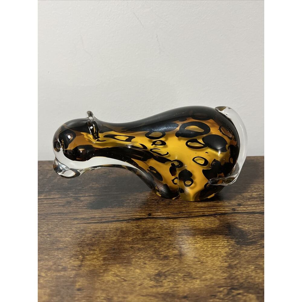 Art Glass Cheetah/Jaguar/Leopard‎ Multicolor MURANO STYLE ~ HEAVY 7” WIDE